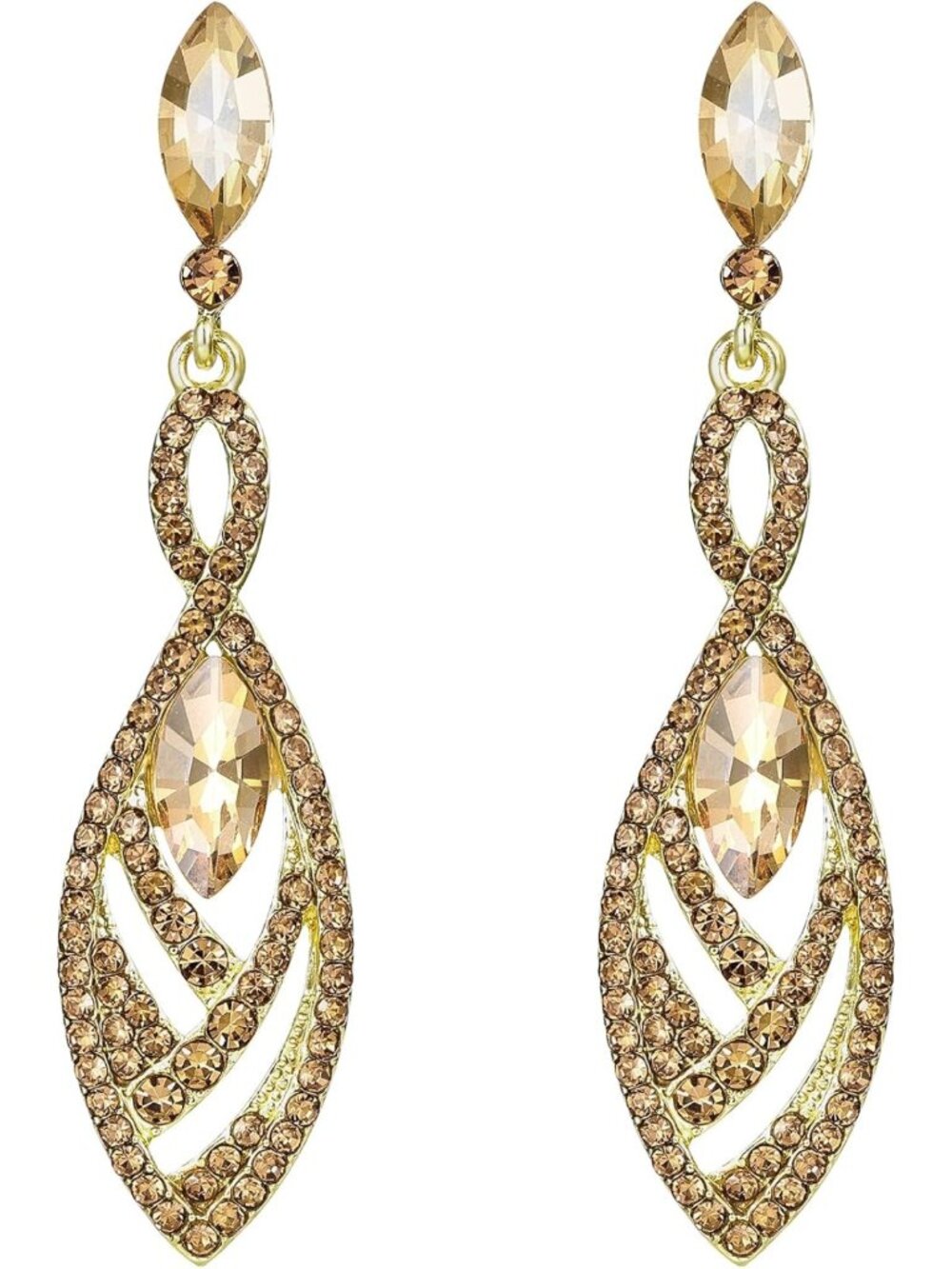 Stunning Twisted Dual Chandelier Dangle Earrings - Elegant Statement Jewelry
